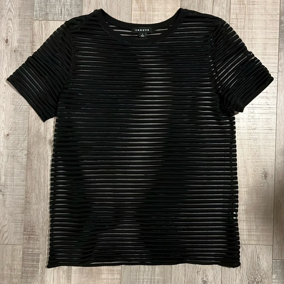 Trouve Sheer Striped Top - Picture 1 of 7